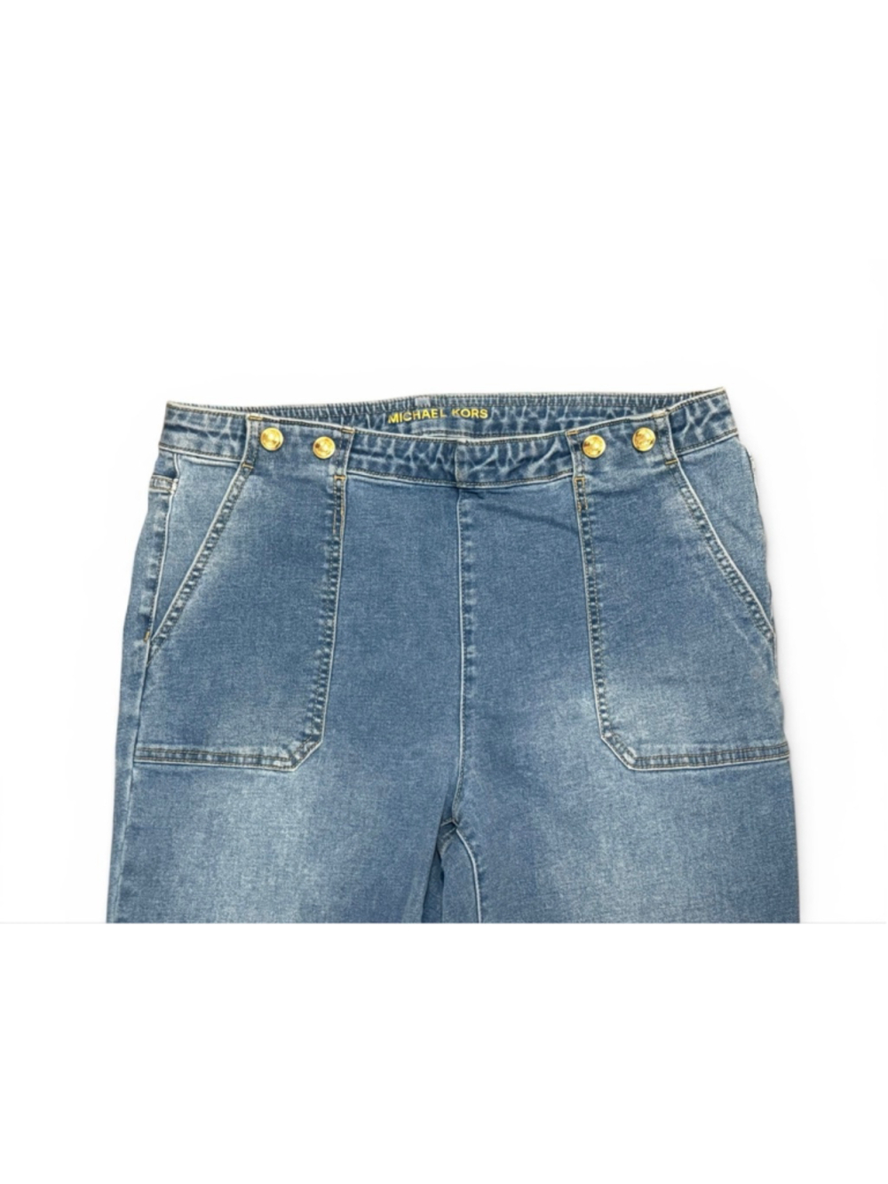 Michael Kors Women’s Straight Leg Trouser Jeans Stretch Denim Sz 14 Gold Accent - Picture 2 of 8